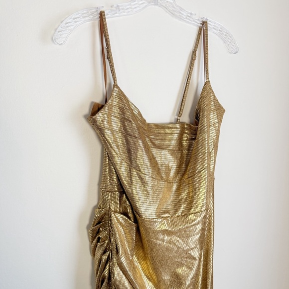 JLUXLABEL Bodycon Metallic Gold Maxi Dress, Fully Lined - Picture 6 of 16